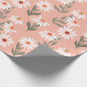 Retro Witte Daisy Cadeaupapier (Hoek)