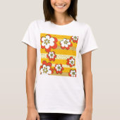 Retro witte en Oranje bloemen T-shirt (Voorkant)