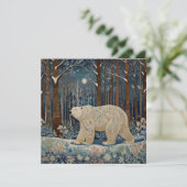 Retro witte ijsbeer boho bos woud kaart (Staand voorkant)