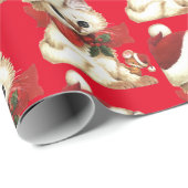 Retro Witte kat en muis Cadeaupapier (Rol Hoek)