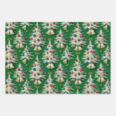 Retro witte kerstboom inpakpapier vel (Voorkant 2)