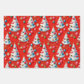 Retro witte kerstboom inpakpapier vel (Voorkant)