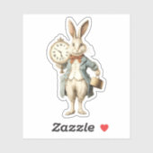 Retro Witte Konijn Met Zakhorloge Sticker (Vel)