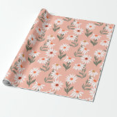 Retro Witte Madelief Cadeaupapier (Uitgerold)