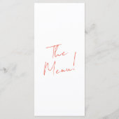 Retro witte oranje handgeschreven trouwmenu menu (Achterkant)