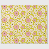  retro Witte & Roze poppies oppervlaktepatroon Cadeaupapier (Vlak)