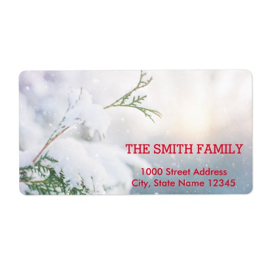 Retro Witte Sneeuw Glitter Kerst Feest Label (Voorkant)