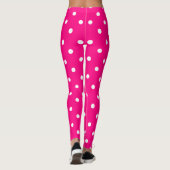 Retro witte stippen op een felroze achtergrond leggings (Achterkant)