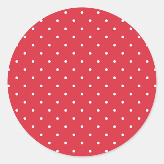 Retro witte stippen op rode achtergrond ronde sticker (Voorkant)