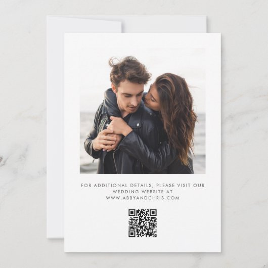 Retro Witte Tekst Overlay 2 Foto QR Code Huwelijk Save The Date (Achterkant)