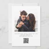 Retro witte tekstoverlay 2 foto QR-code trouwkaart Save The Date (Achterkant)