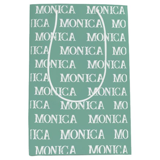 Retro witte turquoise aangepaste naam typografie medium cadeauzakje (Voorkant)