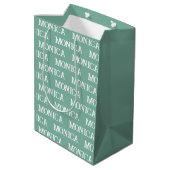 Retro witte turquoise aangepaste naam typografie medium cadeauzakje (Achterkant Gekanteld)