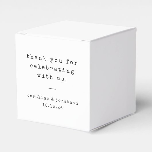 Retro witte typemachine aangepaste bruiloft dank u bedankdoosjes (Voorkant Zijde)