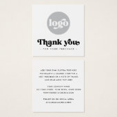 Retro witte zaken dank u tussenvoegselkaart vierkante visitekaartjes (Voorkant /achterkant)