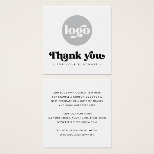 Retro witte zaken dank u tussenvoegselkaart vierkante visitekaartjes (Voorkant /achterkant)