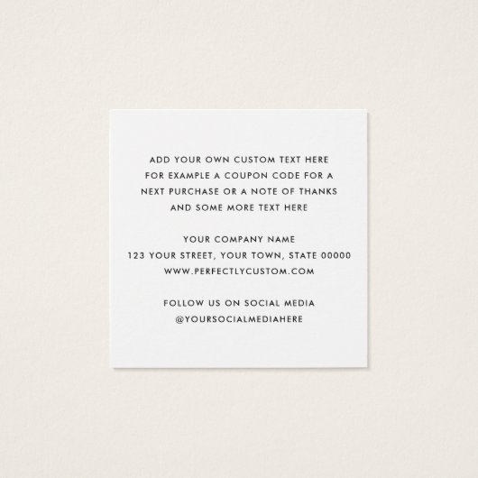 Retro witte zaken dank u tussenvoegselkaart vierkante visitekaartjes (Achterkant)