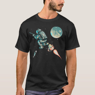 Retro Wizard Astronaut reist door de ruimte T-shirt