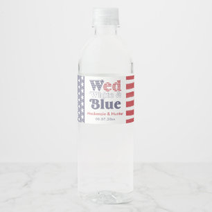 Retro Woensdag Wit Blauw Achtertuin Bruiloft Borre Waterfles Etiket