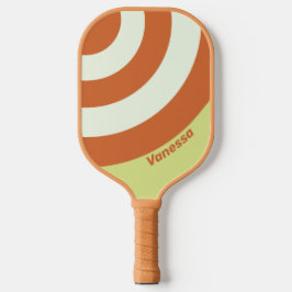 Retro Woestijn Cactus Cirkel Streep met Naam Pickleball Paddle
