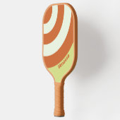 Retro Woestijn Cactus Cirkel Streep met Naam Pickleball Paddle (Links)