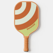 Retro Woestijn Cactus Cirkel Streep met Naam Pickleball Paddle (Achterkant)