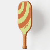 Retro Woestijn Cactus Drie Cirkel Streep met Naam Pickleball Paddle (Links)