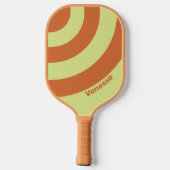 Retro Woestijn Cactus Drie Cirkel Streep met Naam Pickleball Paddle (Achterkant)