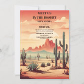 Retro woestijn cactus geïllustreerde bruiloft kaart (Voorkant)