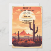 Retro woestijn cactus geïllustreerde bruiloft kaart (Voorkant)