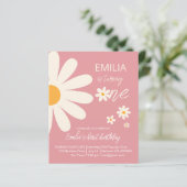 Retro woestijn daisy 1e verjaardag budget uitnodig (Staand voorkant)
