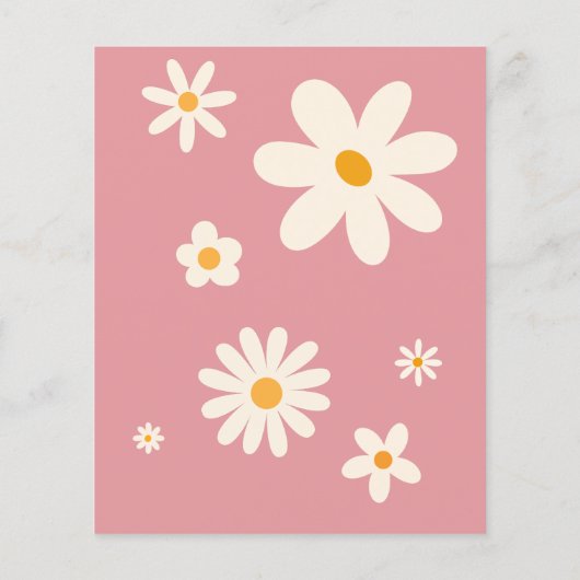 Retro woestijn daisy 1e verjaardag budget uitnodig (Achterkant)