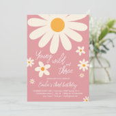 Retro woestijn daisy 3e verjaardag stoffige roze kaart (Staand voorkant)