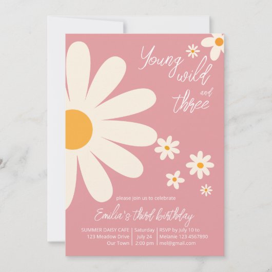 Retro woestijn daisy 3e verjaardag stoffige roze kaart (Voorkant)