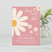 Retro woestijn daisy 3e verjaardag stoffige roze kaart (Staand voorkant)