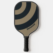 Retro Woestijn Drie Cirkel Streep met Naam Pickleball Paddle (Achterkant)