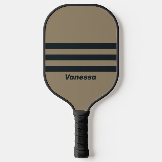 Retro Woestijn Drie Dwars Strepen met Naam Pickleball Paddle (Voorkant)