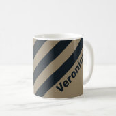 Retro Woestijn Drie Strepen met Naam Koffiemok (Voorkant rechts)