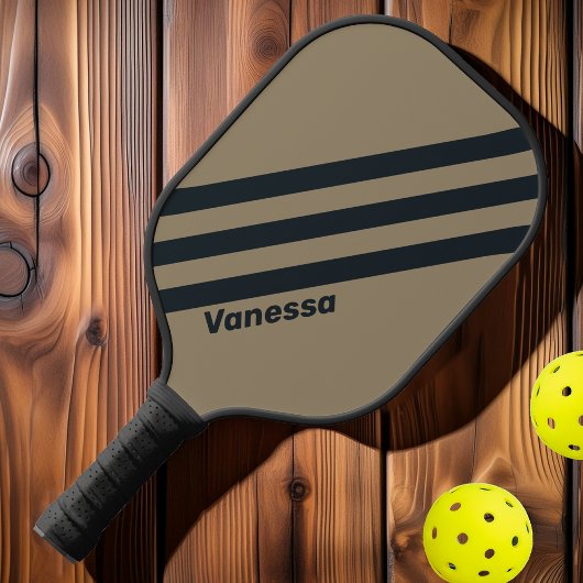 Retro Woestijn Drie Strepen met Naam Pickleball Paddle