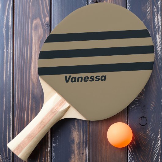 Retro Woestijn Drie Strepen met Naam Tafeltennisbatje