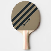 Retro Woestijn Drie Strepen met Naam Tafeltennisbatje (Voorkant)