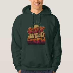 Retro Woestijn Geest: "Blijf Wild" Vintage Groovy Hoodie