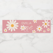 Retro woestijn madeliefje 1e verjaardag gepersonal waterfles etiket (Enkel label)