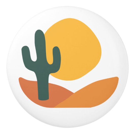 Retro woestijn met cactus keramische knop (Voorkant)