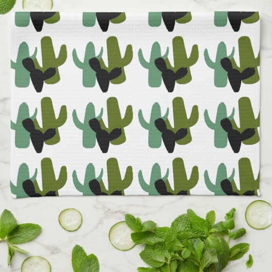 Retro woestijn saguaro cactus keukenhanddoek (Gevouwen)