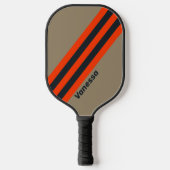 Retro Woestijn Weide Strepen met Naam Pickleball Paddle (Voorkant)