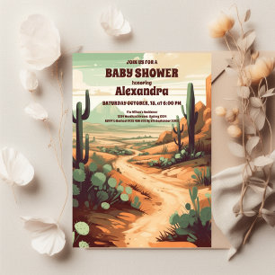 Retro-woestijncactus-Baby shower Kaart
