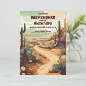Retro-woestijncactus-Baby shower Kaart (Staand voorkant)