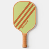 Retro Woestijncactus Drie Strepen met Naam Pickleball Paddle (Voorkant)