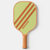 Retro Woestijncactus Drie Strepen met Naam Pickleball Paddle (Achterkant)